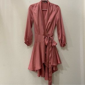 Satin Blush wrap dress Size 2